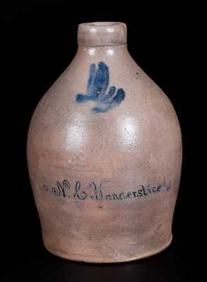 Unusual One-Quart Stoneware Jug Inscribed 