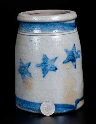 Fine One-Quart Western PA Stoneware Wax Sealer w/ Stars and Stripes Decoration