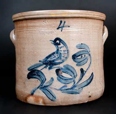 4 Gal. MacQuoid Pottery (New York, NY) Stoneware Jar with Bird and Floral Decoration