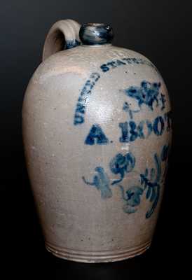 Extremely Rare Western PA Eagle Jug, Stenciled "UNITED STATES OF AMERICA" and "A. BOOTH"