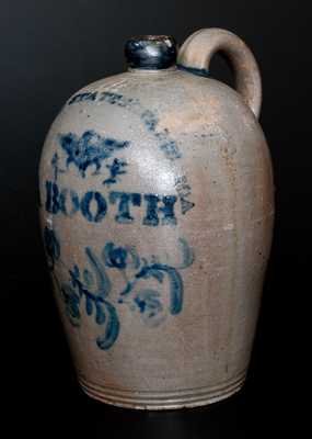 Extremely Rare Western PA Eagle Jug, Stenciled "UNITED STATES OF AMERICA" and "A. BOOTH"