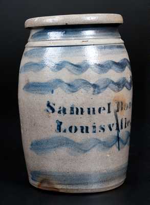 Fine Samuel Booker / Louisville, Ky Stoneware Canning Jar with Six Stripes