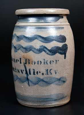 Fine Samuel Booker / Louisville, Ky Stoneware Canning Jar with Six Stripes