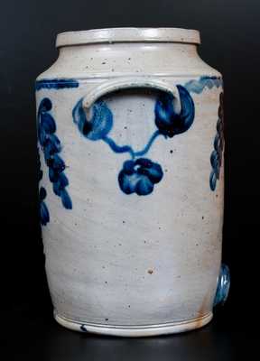 Stoneware Water Cooler w/ Cobalt Floral Decoration, attrib. Henry H. Remmey, Philadelphia, PA