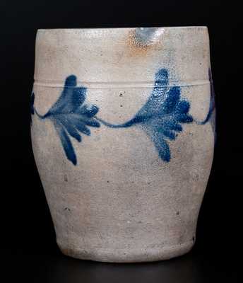 R.C.R. / PHILA. (Richard C. Remmey, Philadelphia) Stoneware Jar w/ Cobalt Leaf Decoration