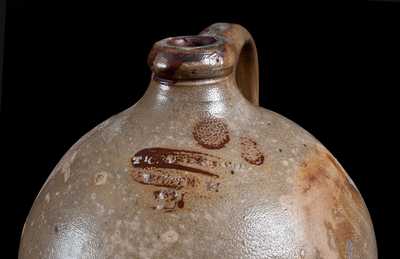 Rare T. CRAFTS & CO. / WHATELY, MA Stoneware Jug with Ochre Floral Decoration
