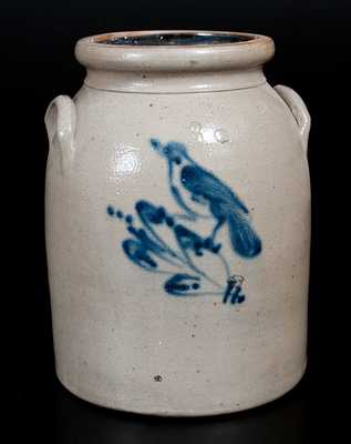 3 Gal. HAXSTUN & CO. / FORT EDWARD, NY Stoneware Crock w/ Bird Decoration