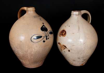 Lot of Two: 4 Gal. Ovoid Stoneware Jugs, L. NORTON & SON and JULIUS NORTON / BENNINGTON, VT