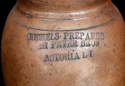 Rare PICKELS PREPARED / BY PRYER BROS / ASTORIA LI Stoneware Jar