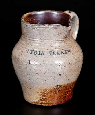 Important LYDIA FERREN, Charlestown, MA c1810 Stoneware Cream Pitcher