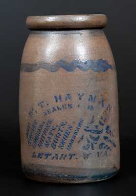 W. T. HAYMAN / LETART, W. VA Stoneware Canning Jar w/ Profuse Stenciled Merchant Advertising