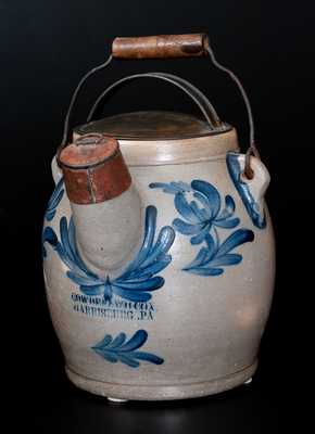 Fine COWDEN & WILCOX / HARRISBURG, PA  Stoneware Batter Pail w/ Grapes and Floral Decoration