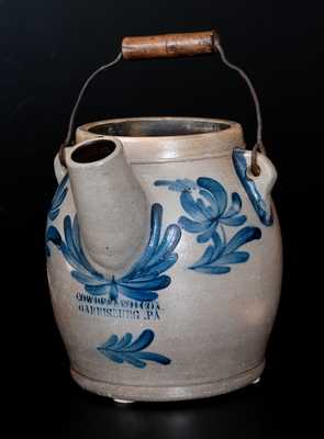 Fine COWDEN & WILCOX / HARRISBURG, PA  Stoneware Batter Pail w/ Grapes and Floral Decoration