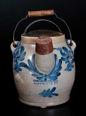 Fine COWDEN & WILCOX / HARRISBURG, PA  Stoneware Batter Pail w/ Grapes and Floral Decoration