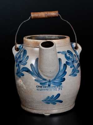 Fine COWDEN & WILCOX / HARRISBURG, PA  Stoneware Batter Pail w/ Grapes and Floral Decoration