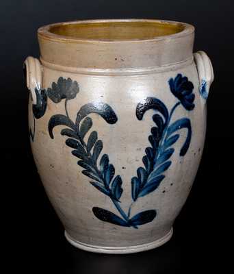 3 Gal. Remmey, Philadelphia Stoneware Jar w/ Cobalt Floral Decoration