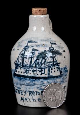 Rare Akron, OH Bristol-Slip Stoneware Mini Jug with Ornate