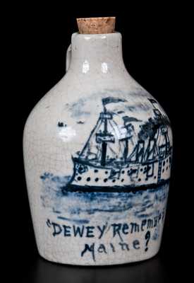 Rare Akron, OH Bristol-Slip Stoneware Mini Jug with Ornate