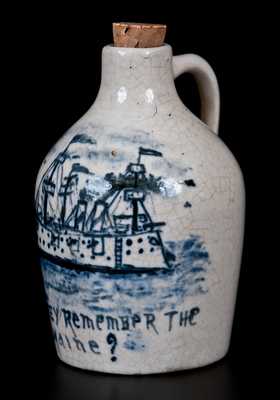 Rare Akron, OH Bristol-Slip Stoneware Mini Jug with Ornate