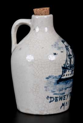 Rare Akron, OH Bristol-Slip Stoneware Mini Jug with Ornate