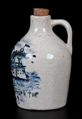 Rare Akron, OH Bristol-Slip Stoneware Mini Jug with Ornate 