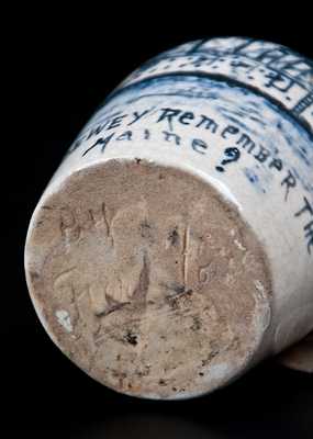 Rare Akron, OH Bristol-Slip Stoneware Mini Jug with Ornate