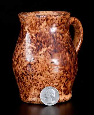 Very Fine JOHN BELL (Waynesboro, PA) Diminutive Redware Cream Pitcher w/ Sponged Manganese Decoration