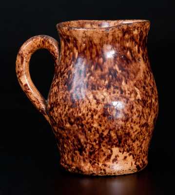 Very Fine JOHN BELL (Waynesboro, PA) Diminutive Redware Cream Pitcher w/ Sponged Manganese Decoration