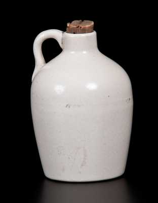 Rare Bristol Slip Stoneware Mini Jug with Cobalt Decoration Depicting James Garfield