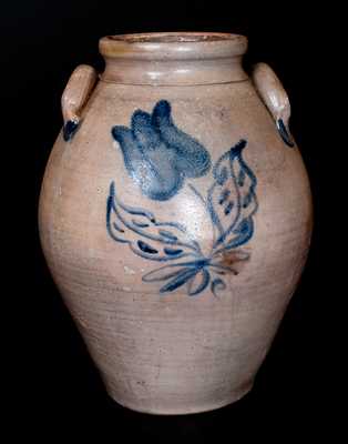 3 Gal. Stoneware Jar with Floral Decoration att. Abial Price, Matawan, NJ