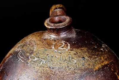 Stoneware RUM Jug w/ Coggled Bird Decoration att. Branch Green, Philadelphia, circa 1820