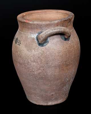 Rare Stoneware Jar w/ Relief Rosette Designs, possibly J. S. Henne, Berks County, PA, circa 1840