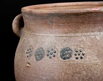 Rare Stoneware Jar w/ Relief Rosette Designs, possibly J. S. Henne, Berks County, PA, circa 1840