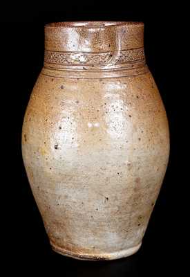 Unusual Old Bridge, NJ Stoneware Pitcher w/ Coggled Design and Light Iron-Oxide Dip