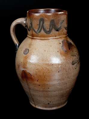 Possibly Connecticut Stoneware Pitcher w/ Leaf Decoration