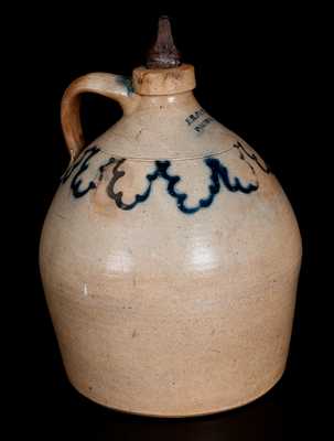 J. B. CAIRE & CO. / POKEEPSIE, NY Stoneware Jug w/ Slip-Trailed Loop Decoration