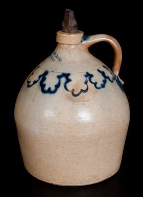 J. B. CAIRE & CO. / POKEEPSIE, NY Stoneware Jug w/ Slip-Trailed Loop Decoration