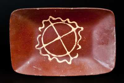 Redware Platter w/ Slip-Decorated Pinwheel Design, Huntington, Long Island, New York origin, circa 1807-60