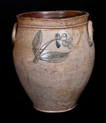 Three-Gallon Old Bridge, NJ Stoneware Jar w/ Incised Floral Decoration