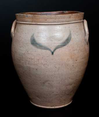 Three-Gallon Old Bridge, NJ Stoneware Jar w/ Incised Floral Decoration