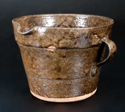 Unusual Crawford County, Georgia Double-Handled Stoneware Batter Bowl