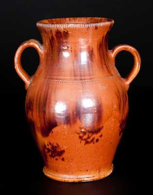 Attrib. Jacob Medinger, Montgomery Co., PA Open-Handled Redware Vase