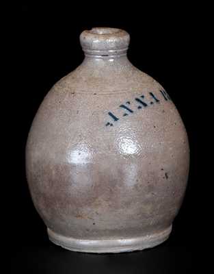 Rare Stenciled Anna Pottery Quart-Sized Stoneware Jug