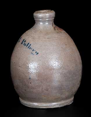 Rare Stenciled Anna Pottery Quart-Sized Stoneware Jug