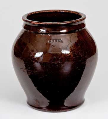 I. BELL (John Bell, Waynesboro, PA) Glazed Redware Jar,circa 1840