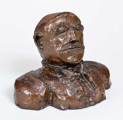 Rare Sewer Tile Stoneware Bust, probably by African-American Georgia Potter Odell Pickens