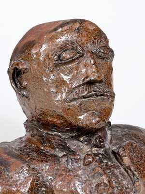 Rare Sewer Tile Stoneware Bust, probably by African-American Georgia Potter Odell Pickens