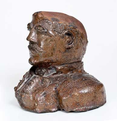 Rare Sewer Tile Stoneware Bust, probably by African-American Georgia Potter Odell Pickens
