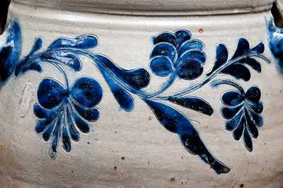 Exceptional 4 Gal. Manhattan Stoneware Jar w/ Incised Floral Vine Decoration, c1790-1800