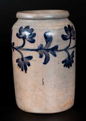 1 Gal. Stoneware Jar with Floral Decoration att. Henry Remmey, Philadelphia, PA, circa 1840